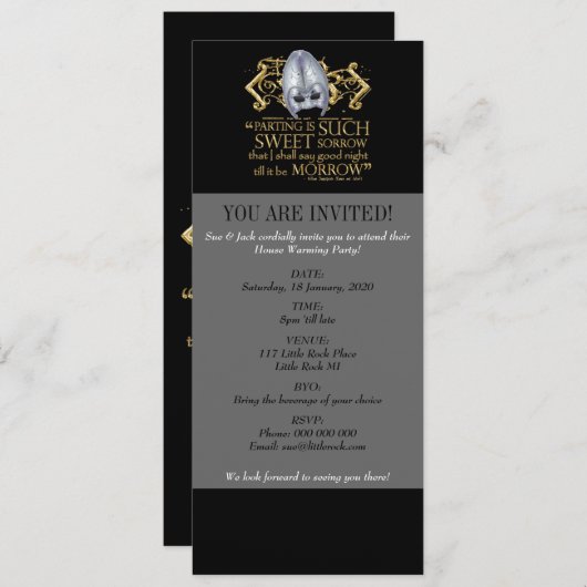 Romeo & Julia Angebot (Gold-Version) Einladung (Vorne/Hinten)