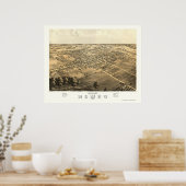 Romeo, MI Panoramic Karte - 1868 Poster (Küche)