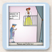 Romeo und Julia 2.0 Blau Getränkeuntersetzer (Vorderseite)