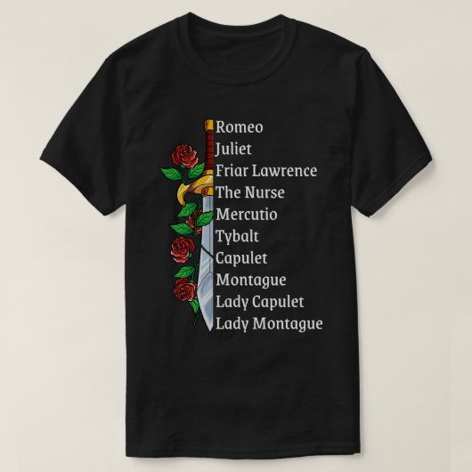 Romeo und Julia Cast of Characters T-Shirt (Design vorne)