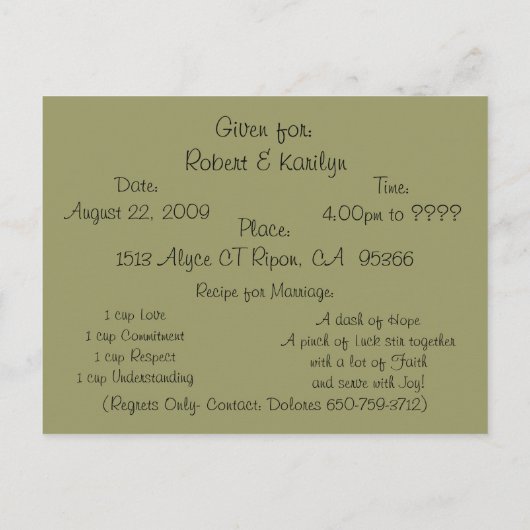 Romeo und Julia , Einladungen für Hochzeiten (Rückseite)