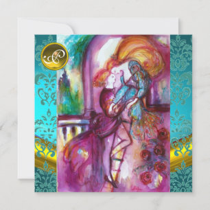 ROMEO UND JULIET Aqua Blau, Aquamarine Damasaal Einladung