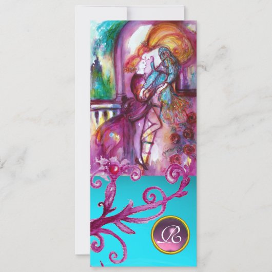 ROMEO UND JULIET /Aquamarin rosa Damaskus Blumenko Einladung (Vorderseite)