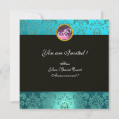 ROMEO UND JULIET /Aquamarin rosa Damaskus Blumenko Einladung (Rückseite)