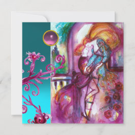 ROMEO UND JULIET /Aquamarin rosa Damaskus Blumenko Einladung