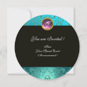 ROMEO UND JULIET /Aquamarin rosa Damaskus Blumenko Einladung (Rückseite)