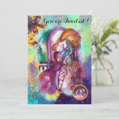 ROMEO UND JULIET Blumenblauer Glitzern Einladung (Stehend Vorderseite)