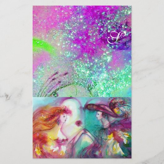 ROMEO UND JULIET, LILA AQUAMARINE BLAUE GOLD GLITZ BRIEFPAPIER (Vorderseite)