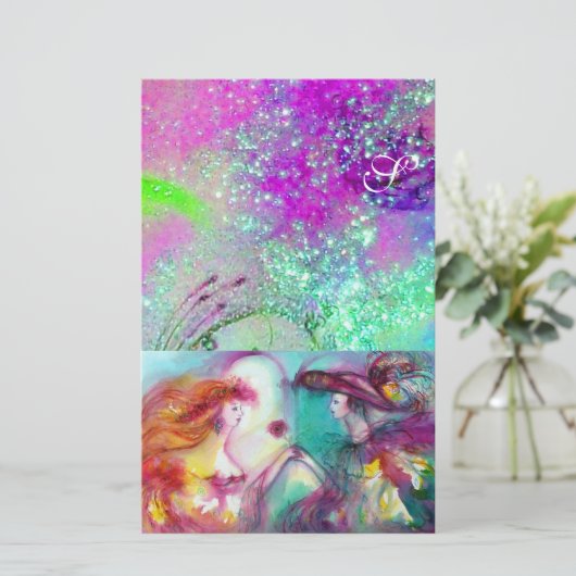 ROMEO UND JULIET, LILA AQUAMARINE BLAUE GOLD GLITZ BRIEFPAPIER (Stehend Vorderseite)