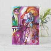 ROMEO UND JULIET Pink Aqua Blau, Aquamarin Damasag Einladung (Stehend Vorderseite)