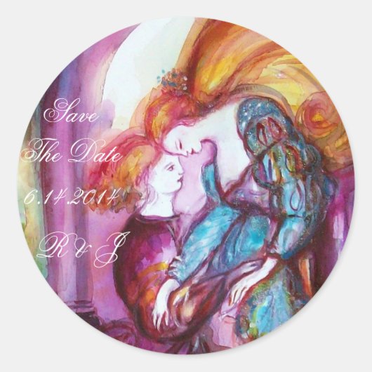 ROMEO UND JULIET / Save the Date rund Runder Aufkleber (Vorderseite)