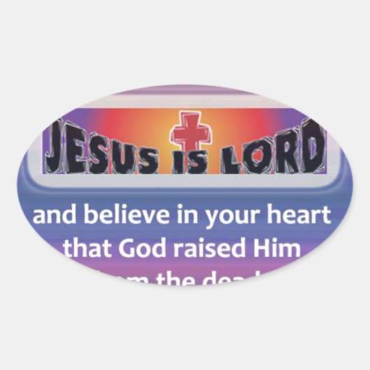 Römer 10:9 ovaler aufkleber (Vorderseite)