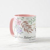 Römer 12:12 Bibel Verse Pink Aquarell Floral Tasse (Vorderseite Links)