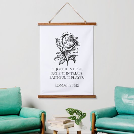 Römer 12:12 Hanging-Zeichen aus Holz, Bibelverse-W Wandteppich Mit Holzrahmen (Wohnzimmer)