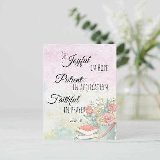 Römer 12:12 Seid froh in Hope Bible verse Postkarte (Stehend Vorderseite)