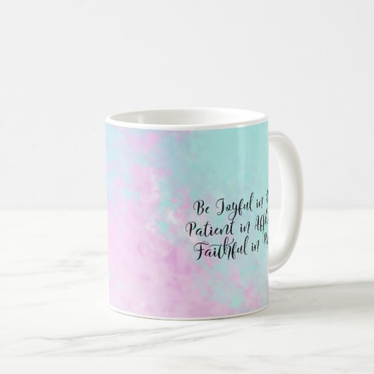 Römer 12:12 Seien Sie froh in der Hoffnung Christl Kaffeetasse (VorderseiteRechts)