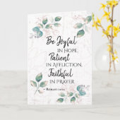 Römer 12:12 Seien Sie in Hoffnung glücklich, treu Karte (Gelbe Blume)