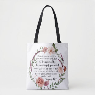Römer 12:2 Entsprechen Sie nicht dem Muster Floral Tasche