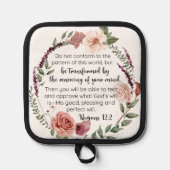 Römer 12:2 Entsprechen Sie nicht dem Muster Floral Topflappen (Vorderseite)