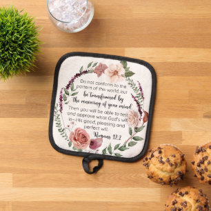 Römer 12:2 Entsprechen Sie nicht dem Muster Floral Topflappen