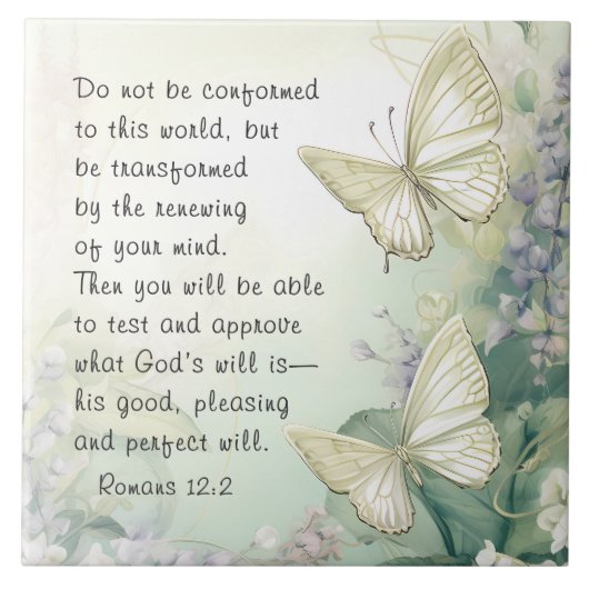 Römer 12:2 Nicht mit dieser Weltbibel übereinstimm Fliese (Vorderseite)