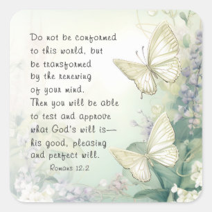 Römer 12:2 Nicht mit dieser Weltbibel übereinstimm Quadratischer Aufkleber