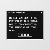 Römer 12:2 Schwarz-Weiß-Computer-Warnfenster Fensteraufkleber (Blatt)