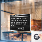 Römer 12:2 Schwarz-Weiß-Computer-Warnfenster Fensteraufkleber (Café-Fenster)