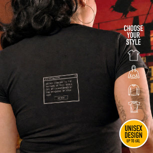 Römer 12:2 Schwarz-Weiß-Computer-Warnfenster Große Größe T-Shirt
