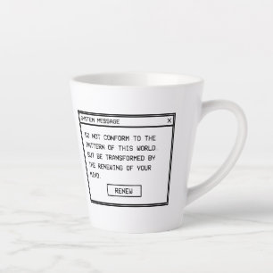 Römer 12:2 Schwarz-Weiß-Computer-Warnfenster Milchtasse
