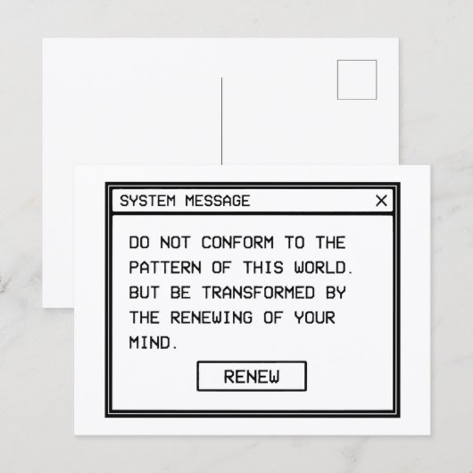 Römer 12:2 Schwarz-Weiß-Computer-Warnfenster Postkarte (Vorne/Hinten)