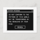 Römer 12:2 Schwarz-Weiß-Computer-Warnfenster Postkarte (Vorderseite)