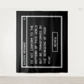 Römer 12:2 Schwarz-Weiß-Computer-Warnfenster Wandteppich (Vorderseite)