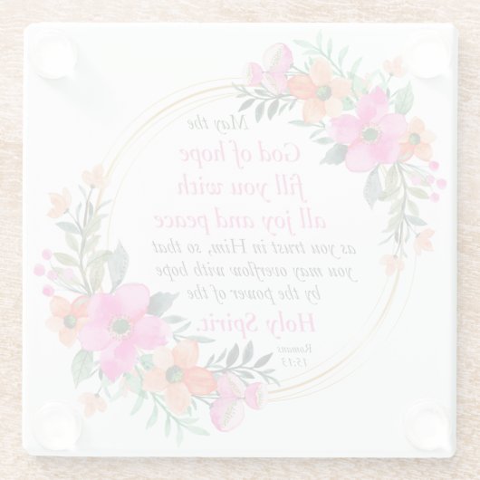 Römer 15:13 - Gott der Hoffnung Bibelverse Glasuntersetzer (Rückseite)