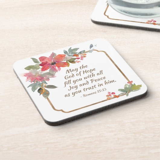 Römer 15:13 Gott der Hoffnung Getränkeuntersetzer (Linke Seite)