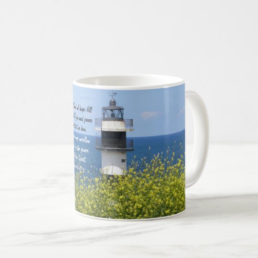 Römer 15:13 Gott der Hoffnung, Leuchtturm Kaffeetasse (VorderseiteRechts)