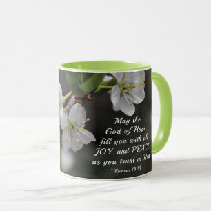 Römer 15:13 Gott der Hoffnung Weiße Blume Tasse