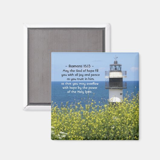 Römer 15:13 Mai Gott der Hoffnung, Leuchtturm Magnet (Vorderseite/Rückseite)