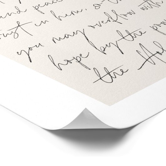 Römer 15:13 Minimal Boho Beige Arch Script Poster (Ecke)