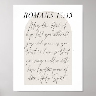 Römer 15:13 Minimal Boho Beige Arch Script Poster