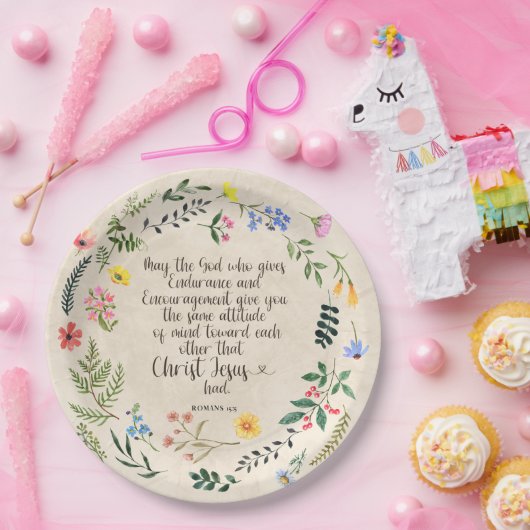 Römer 15:5 Bibelverse Bild Pappteller (Party)