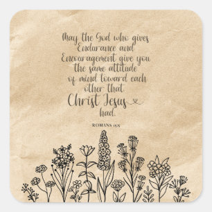 Römer 15:5 Christliches Bibelverse-Bild Quadratischer Aufkleber
