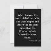 Römer 1:25 KJV Bible Scripture Grußkarte Karte (Vorderseite)