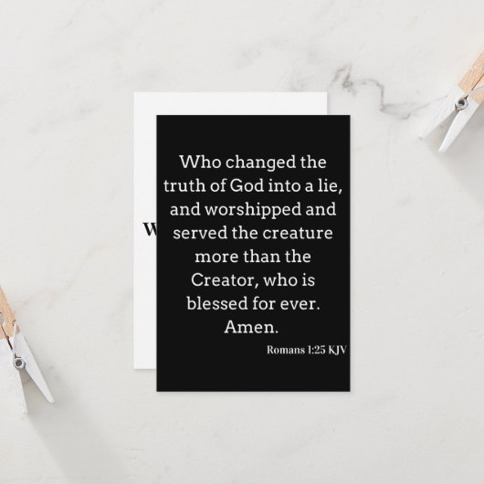 Römer 1:25 KJV Bible Scripture Grußkarte Karte (Vorderseite/Rückseite Beispiel)