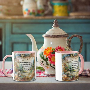 Römer 5:10 Schrift Elegant Rosa Gold Floral Tasse