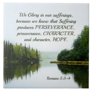 Römer 5:3-4 Wir herrschen in unserem Leiden Bäume Fliese