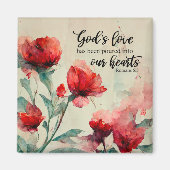 Römer 5:5 Gottes Liebe Bibel Verse Rosa Blume Magnet (Vorne)