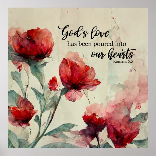 Römer 5:5 Gottes Liebe Bibel Verse Rosa Blume Poster (Vorne)