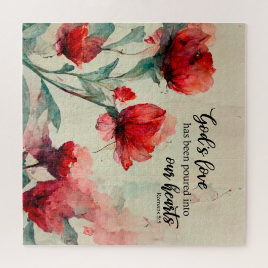 Römer 5:5 Gottes Liebe Bibel Verse Rosa Blume Puzzle (Horizontal)
