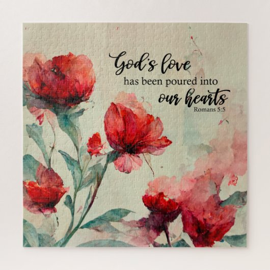 Römer 5:5 Gottes Liebe Bibel Verse Rosa Blume Puzzle (Vertikal)